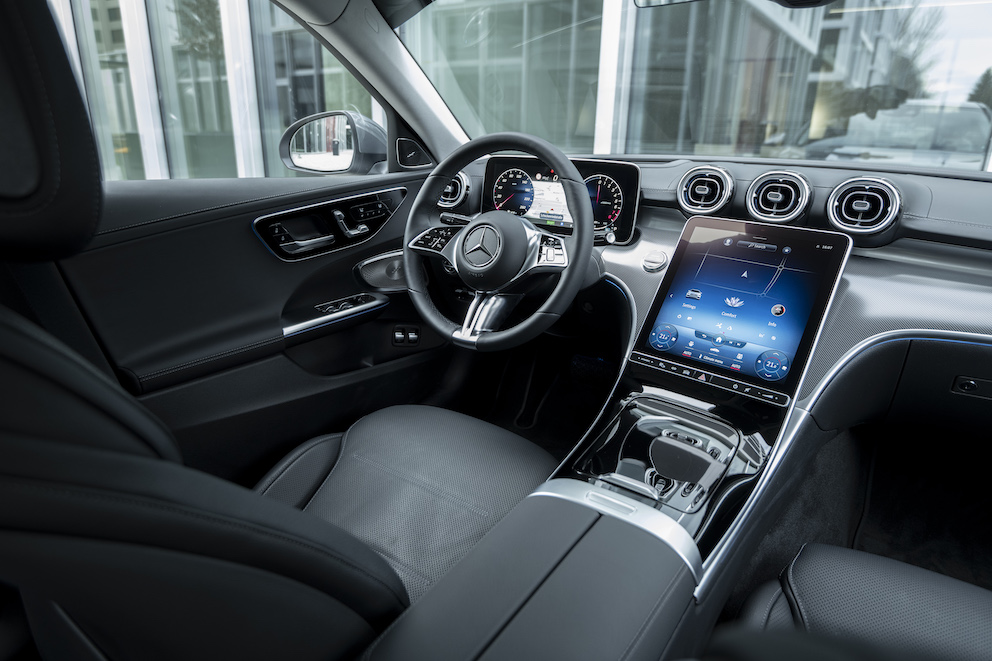 Mercedes C Class plug in hybrid vehicle interior